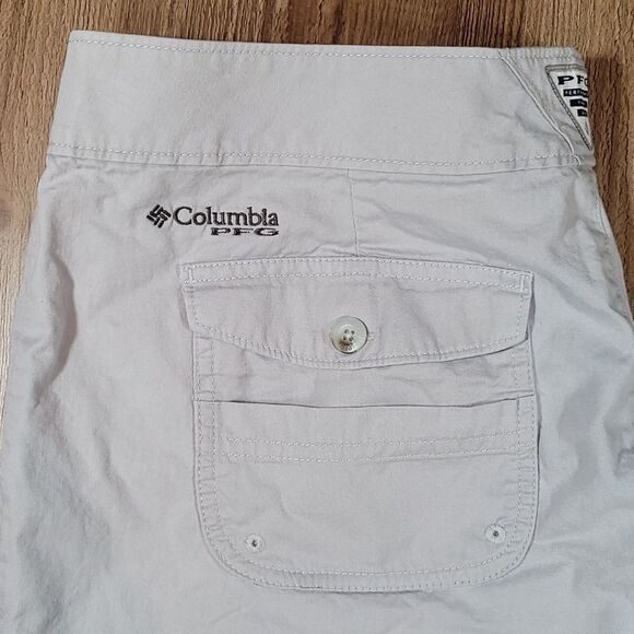 🔺️Columbia Tan PFG Omni Shade Sun Protection Capri Pants Size 14/32 - Picture 6 of 12
